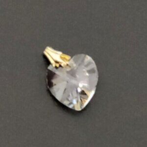 Vintage Heart Crystal Pendant Charm Gold Filled Clasp 3/8” x 3/8”